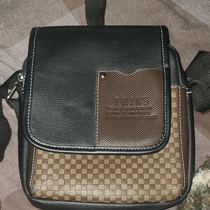 Men's Black and Brown Crossbody Bag